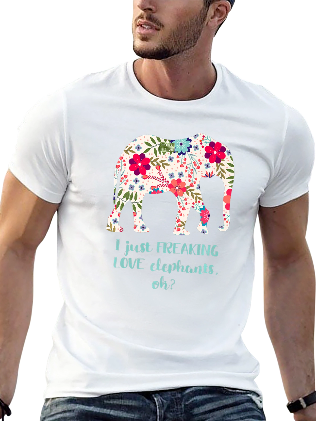 Floral Elephant Graphic T-Shirt - I LOVE Elephants