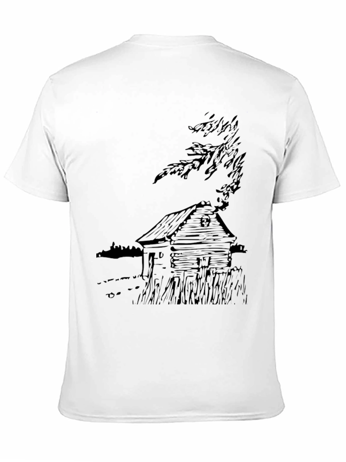 Cabin Sketch Graphic Tee - Classic Black Cotton T-Shirt