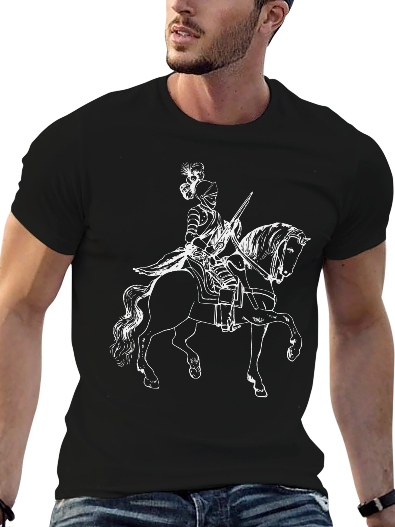 Knight on Horse T-Shirt - Black