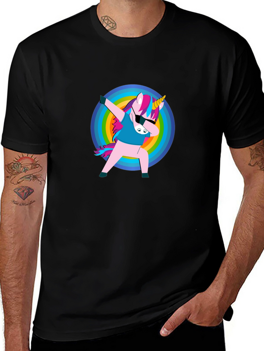 Unicorn Dabbing on Black T-Shirt
