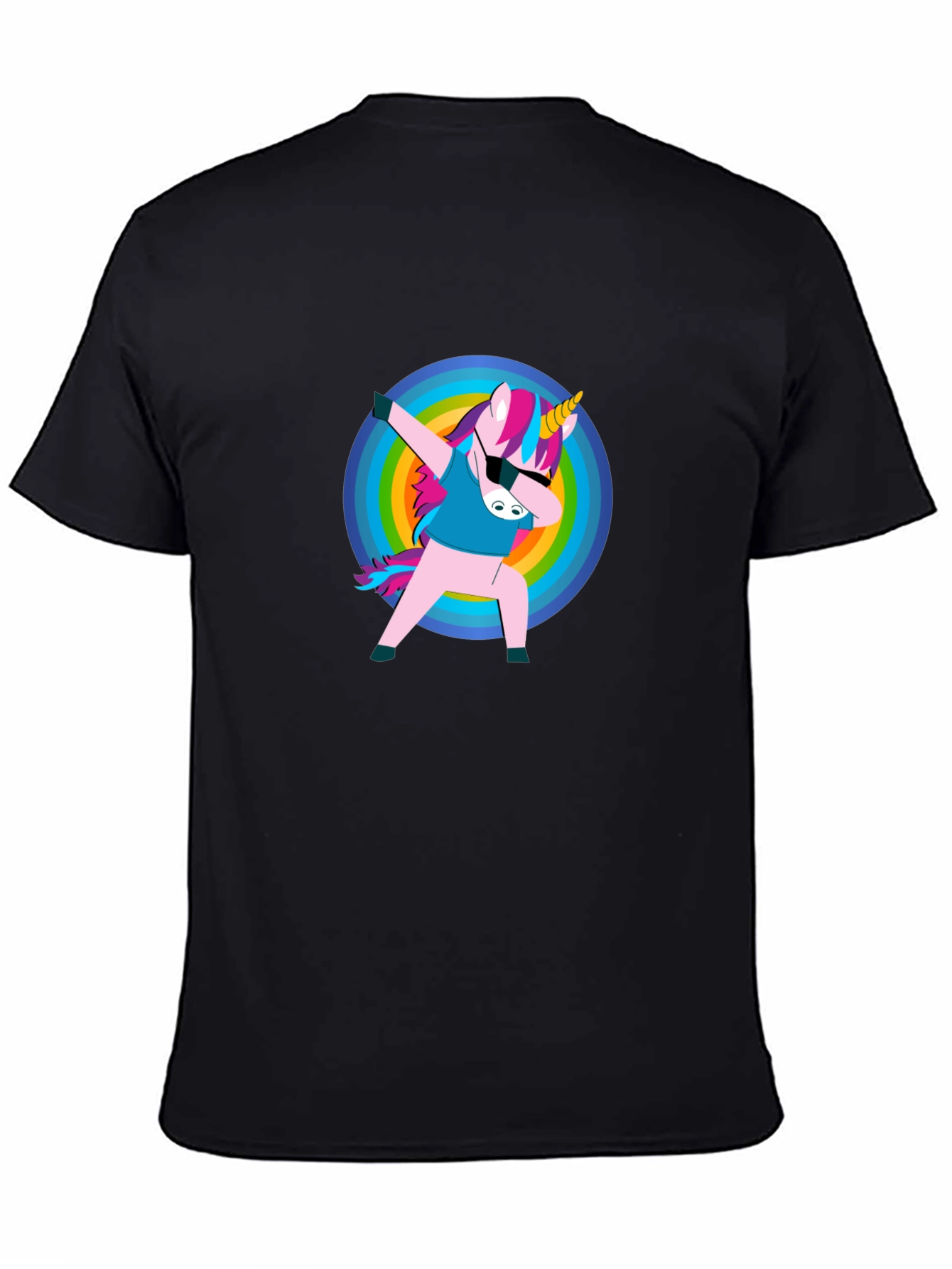Unicorn Dabbing on Black T-Shirt