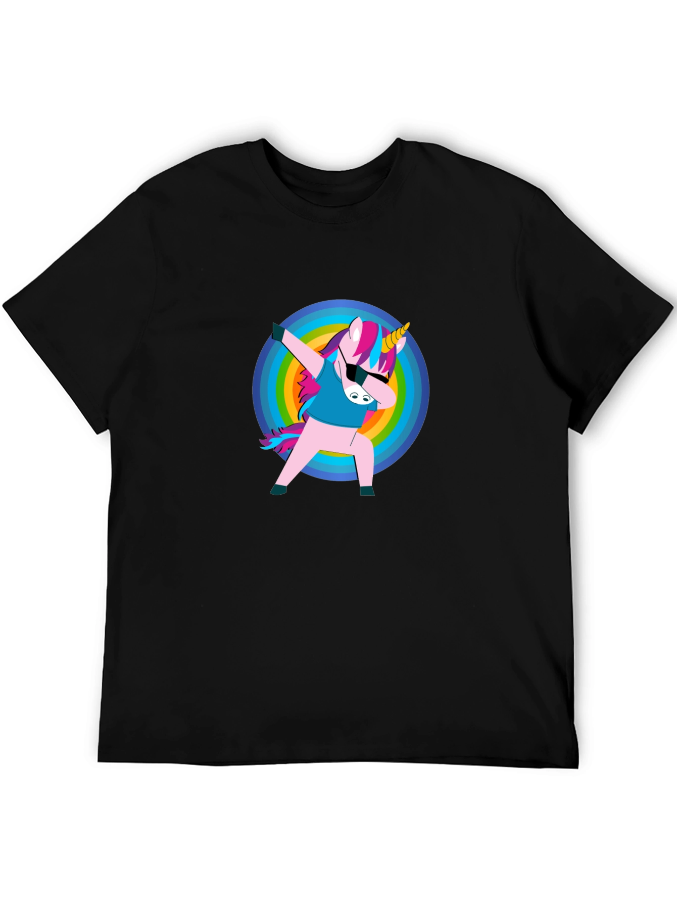Unicorn Dabbing on Black T-Shirt
