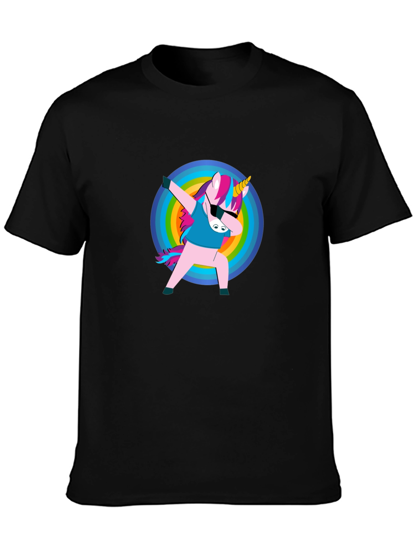 Unicorn Dabbing on Black T-Shirt