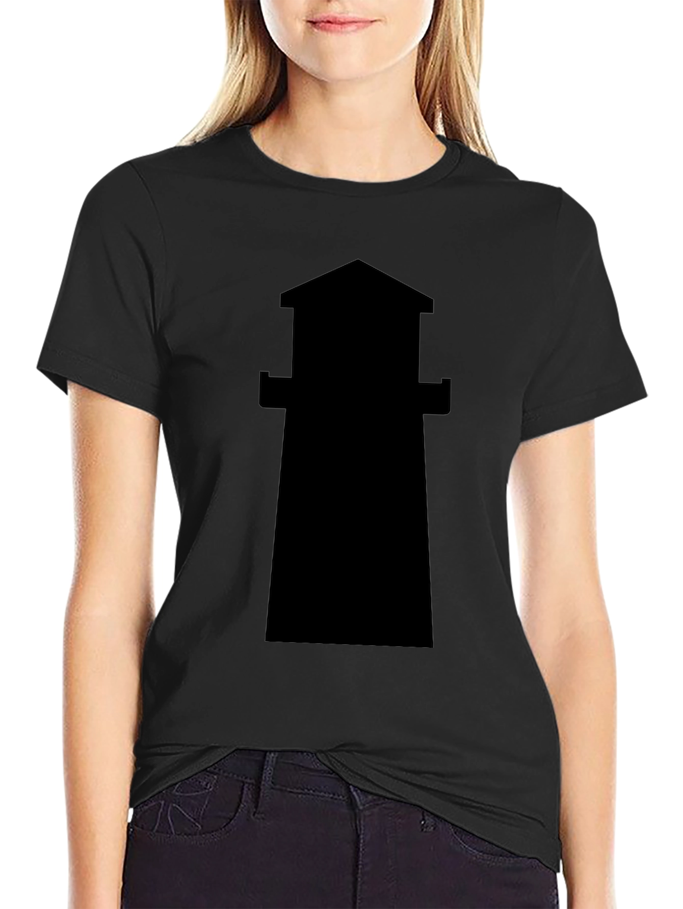 Lighthouse Silhouette Tee - Classic Black Cotton T-Shirt