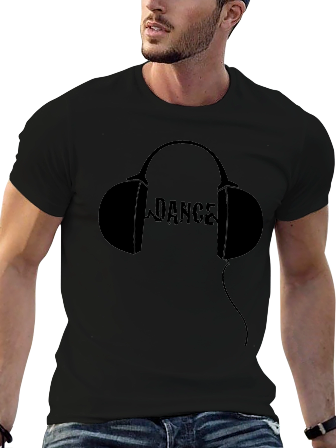 Dance Headphones Graphic Tee - Black Cotton T-Shirt
