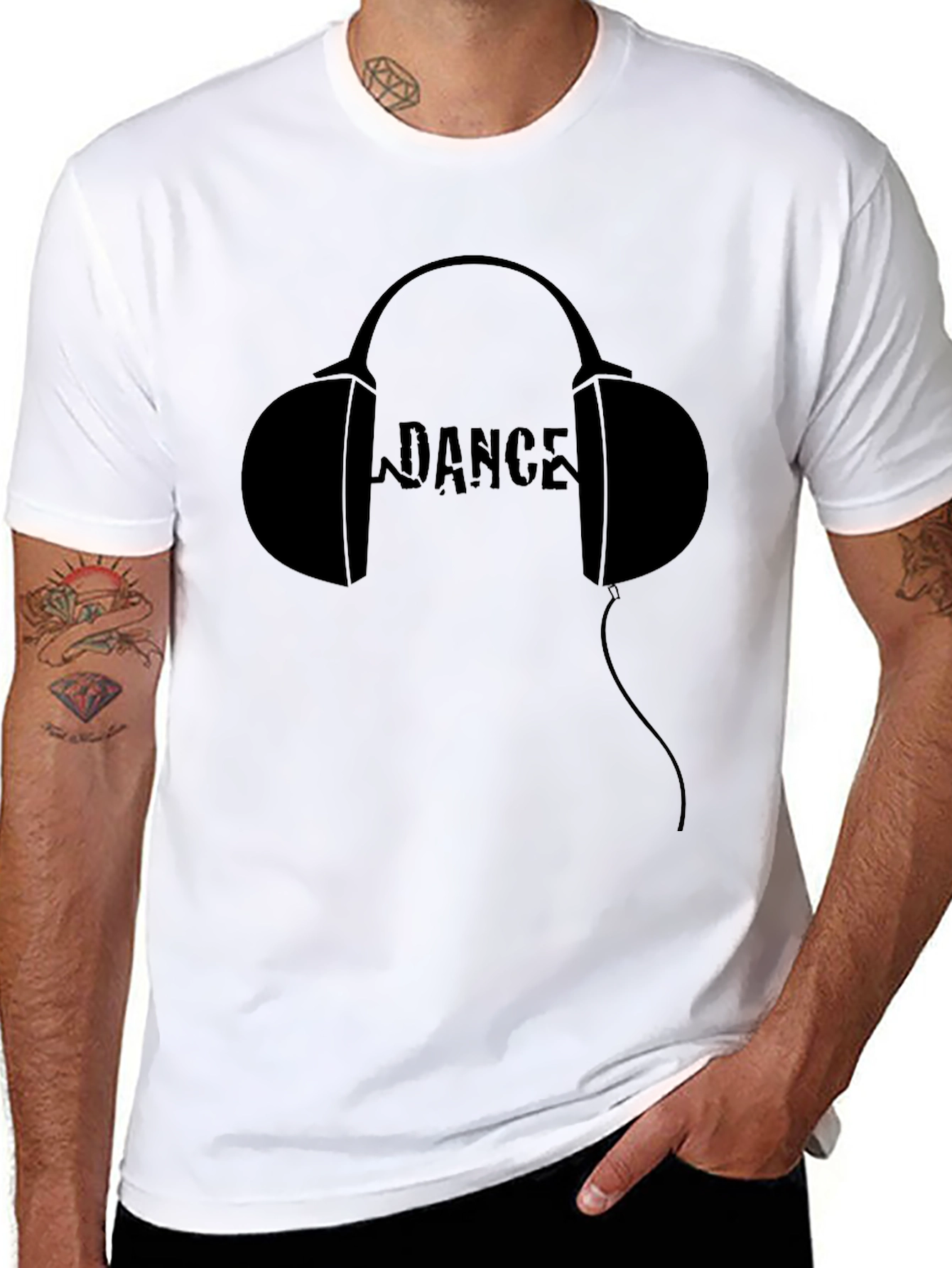 Dance Headphones Graphic Tee - Black Cotton T-Shirt
