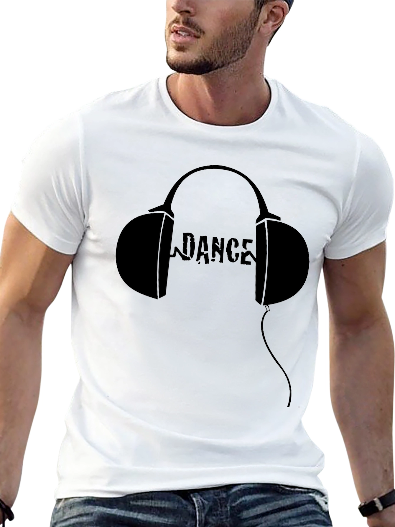 Dance Headphones Graphic Tee - Black Cotton T-Shirt