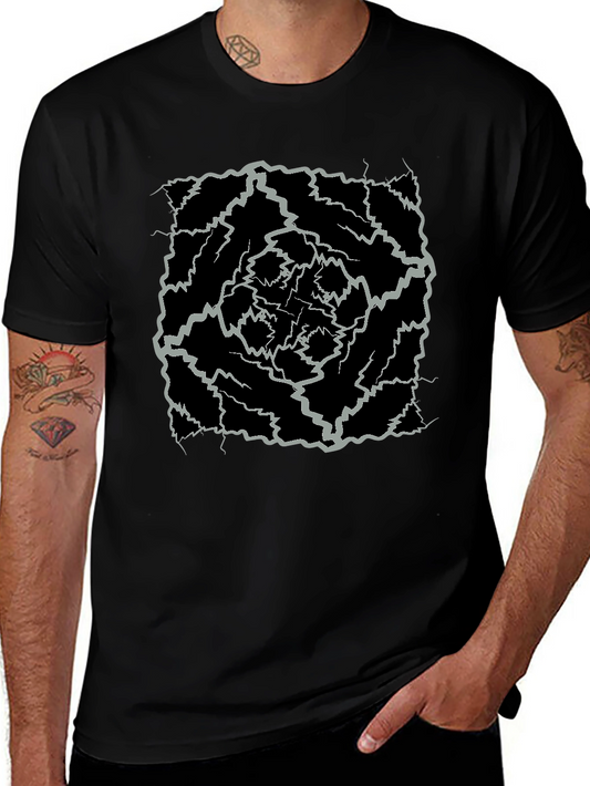 Abstract Lightning Bolt Graphic Black Tee