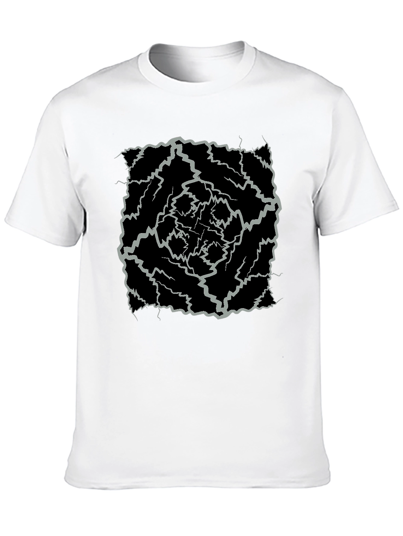 Abstract Lightning Bolt Graphic Black Tee