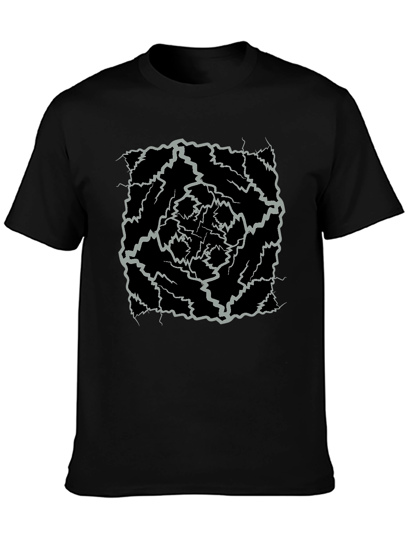 Abstract Lightning Bolt Graphic Black Tee