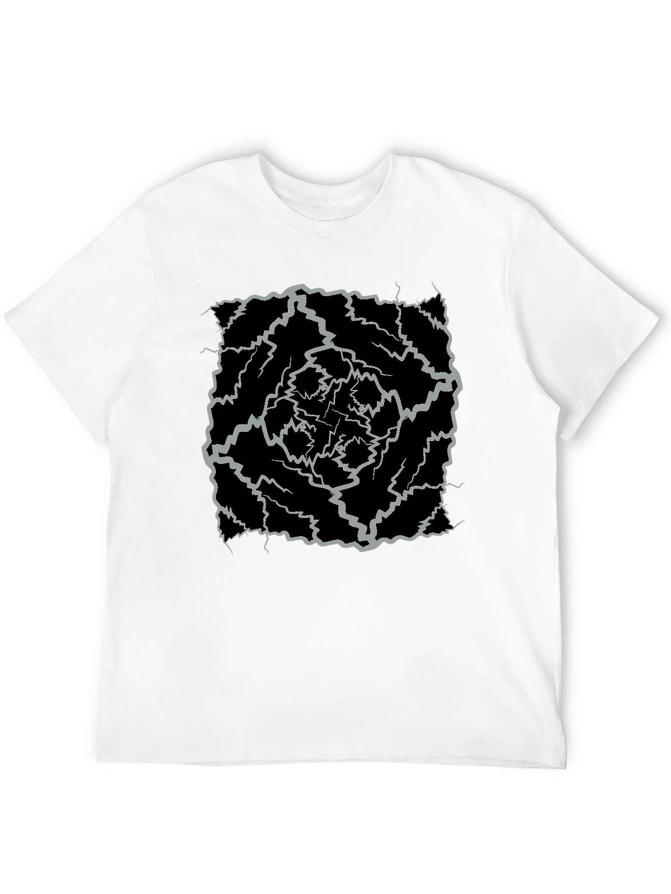 Abstract Lightning Bolt Graphic Black Tee