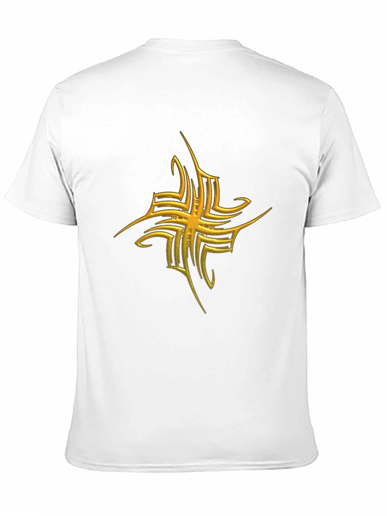 Mens Black T-Shirt with Gold Tribal Cross Graphic