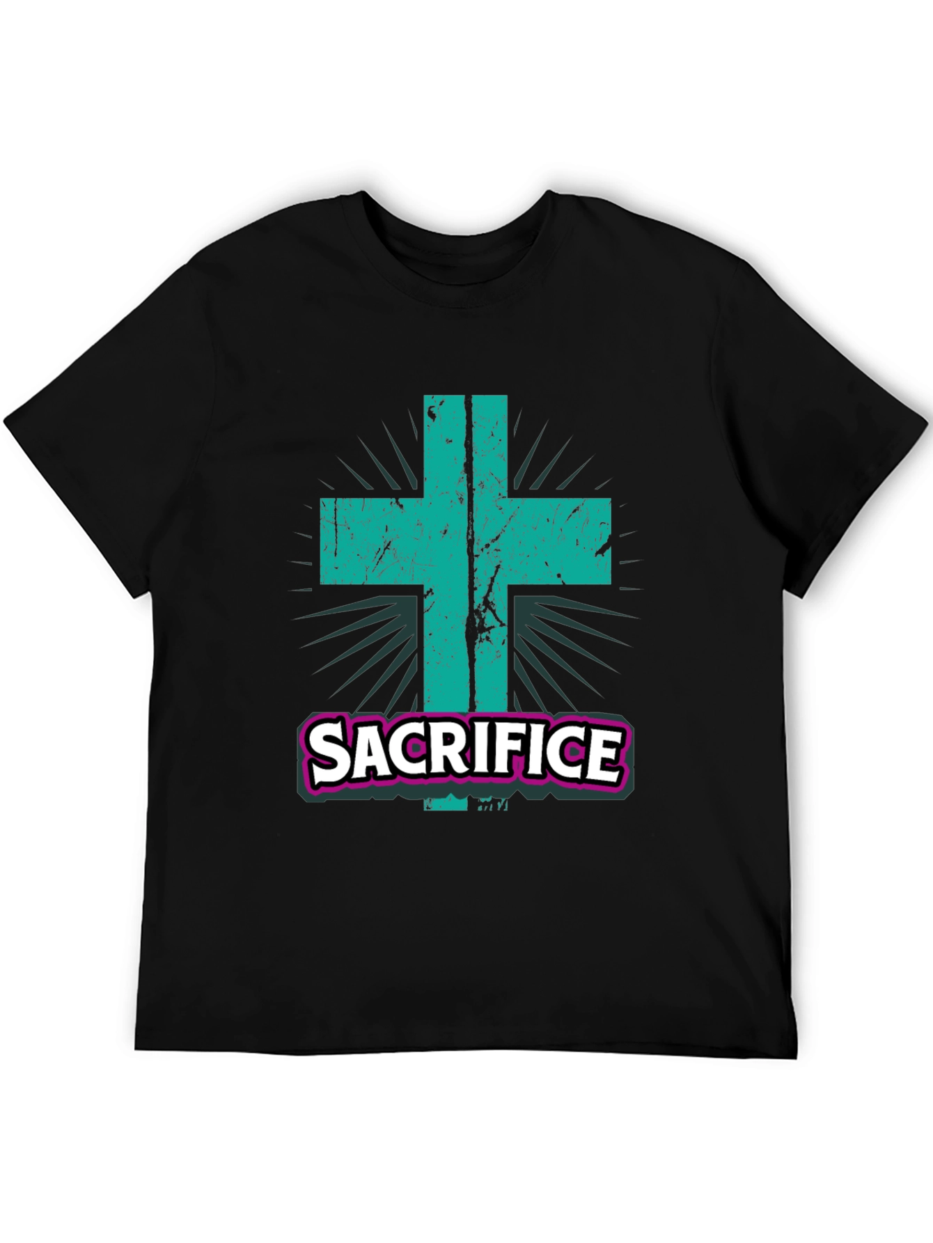 Sacrifice Graphic Tee - Religious Cross T-Shirt