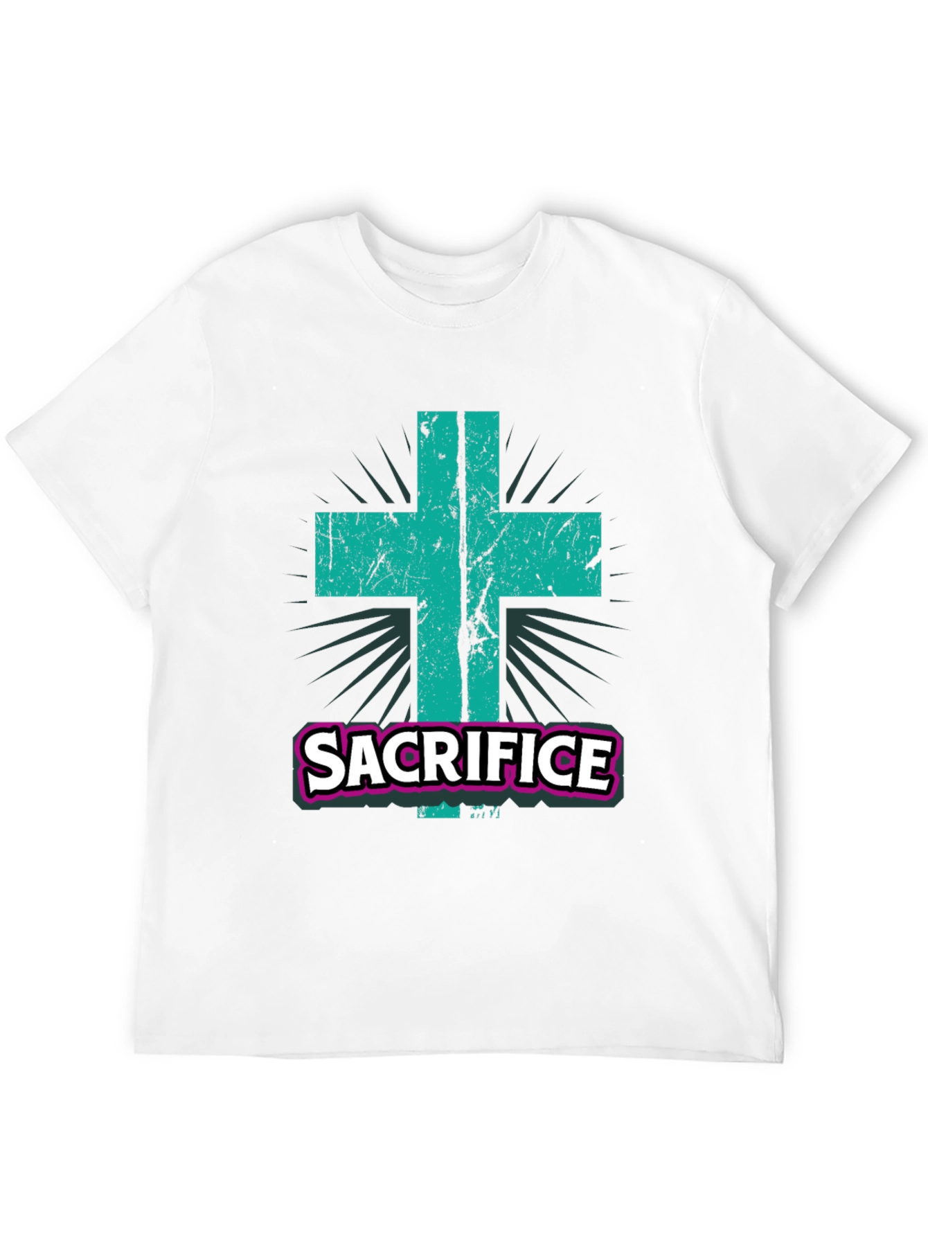 Sacrifice Graphic Tee - Religious Cross T-Shirt