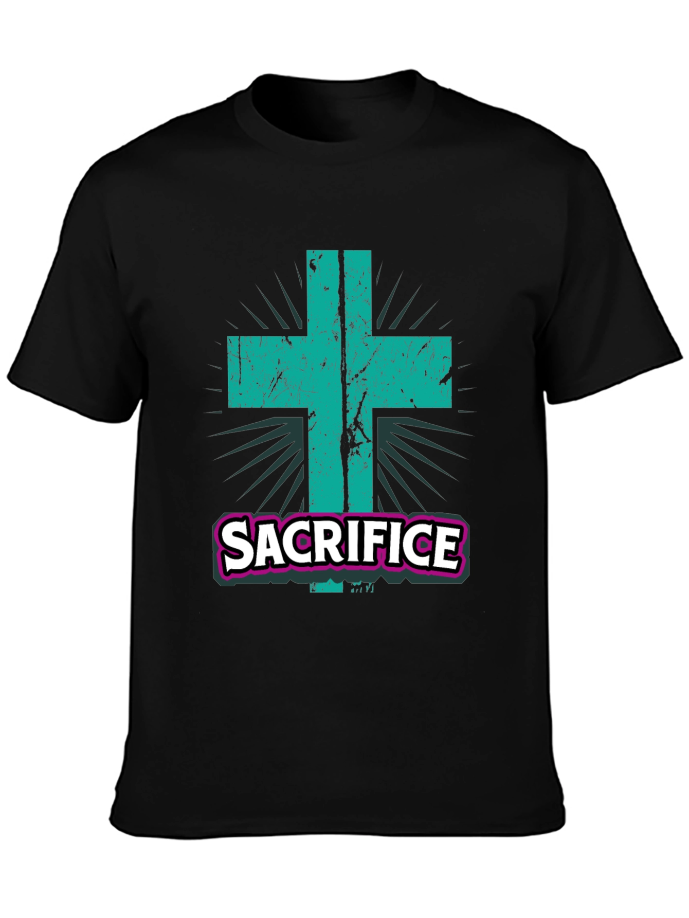 Sacrifice Graphic Tee - Religious Cross T-Shirt