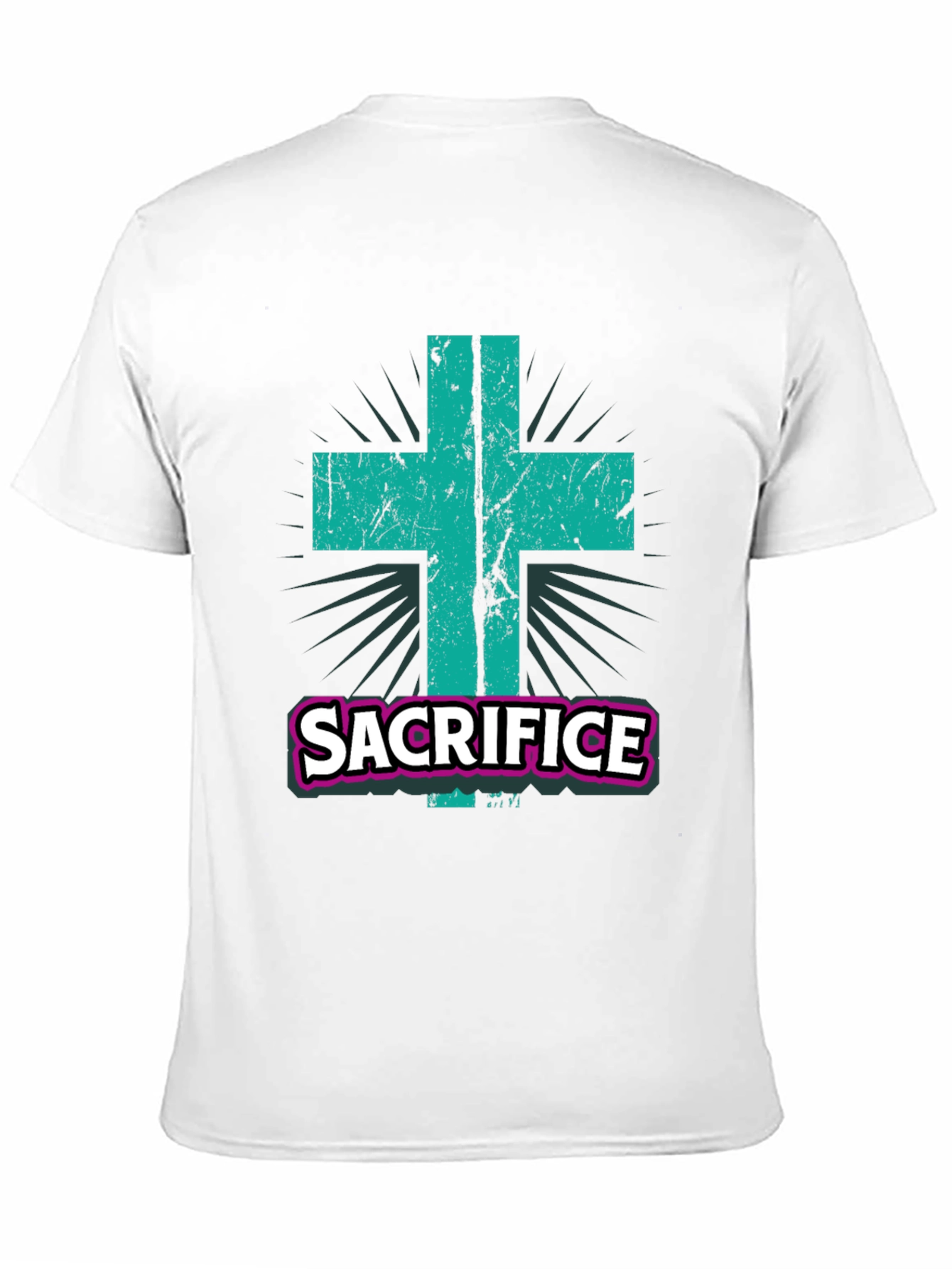 Sacrifice Graphic Tee - Religious Cross T-Shirt