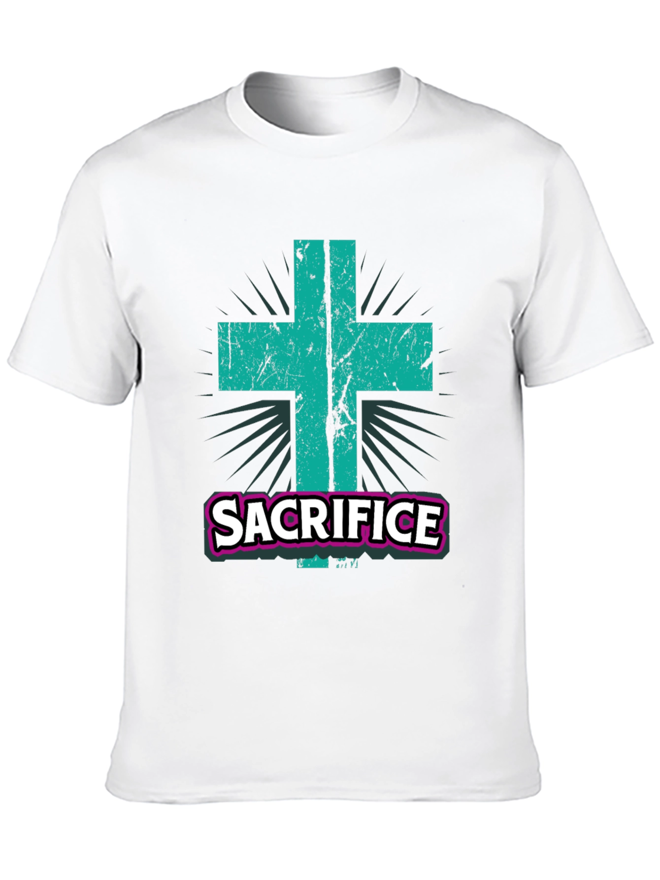 Sacrifice Graphic Tee - Religious Cross T-Shirt