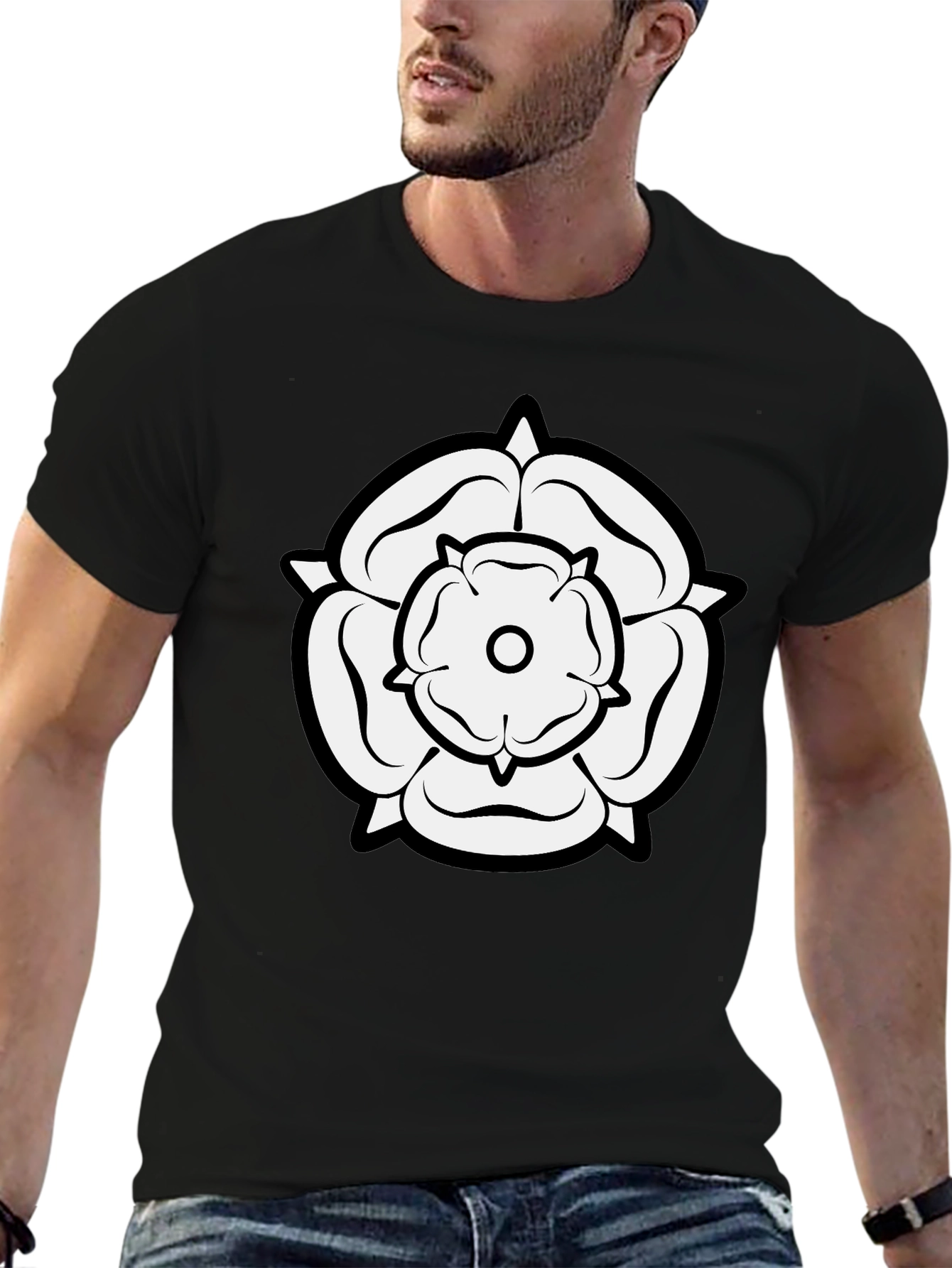 White Rose Graphic Black T-Shirt