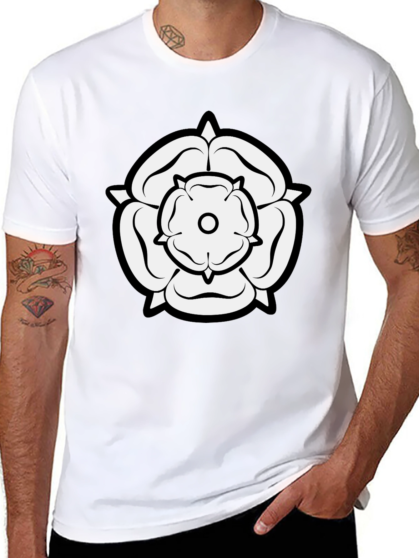 White Rose Graphic Black T-Shirt