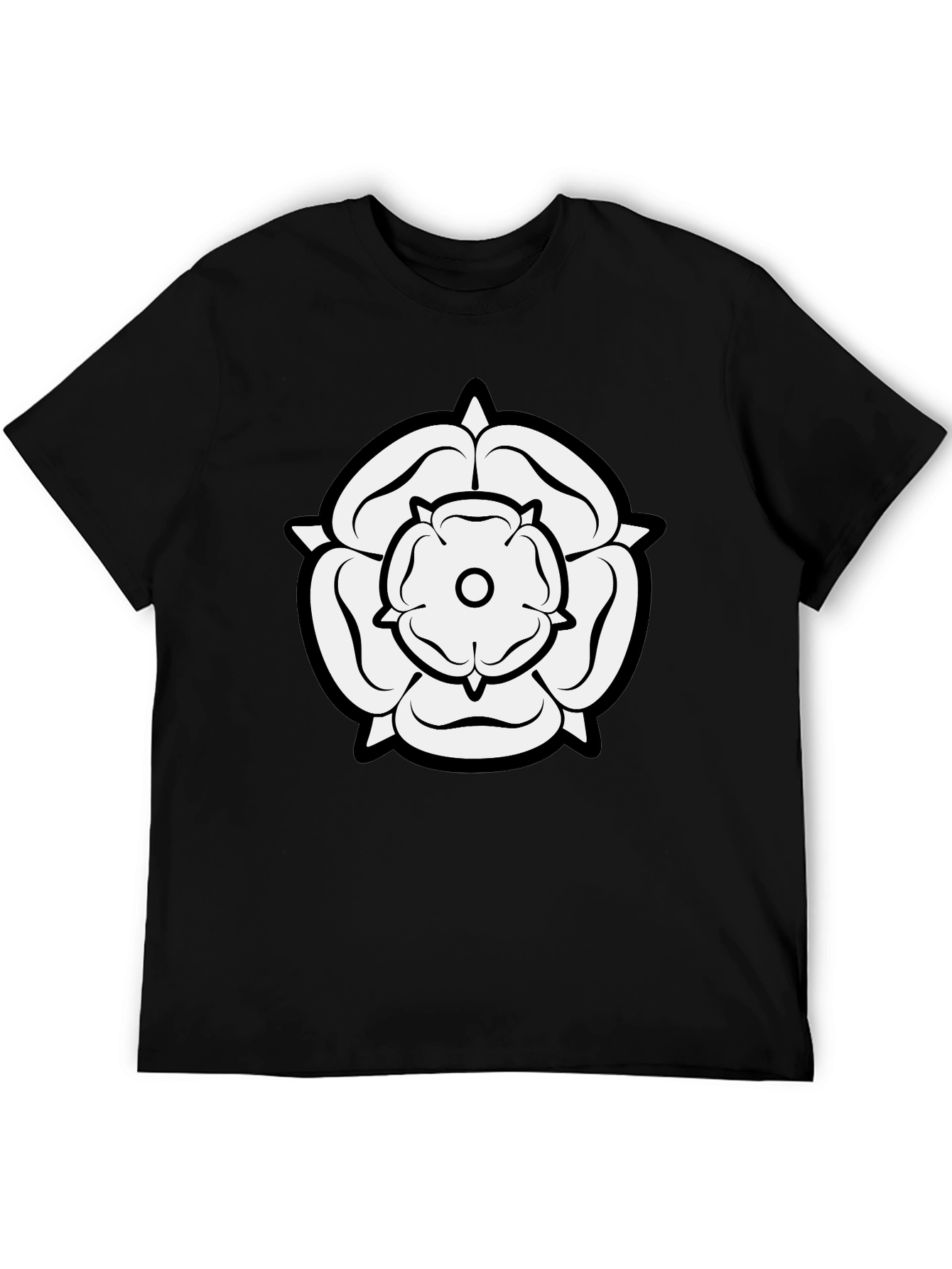 White Rose Graphic Black T-Shirt