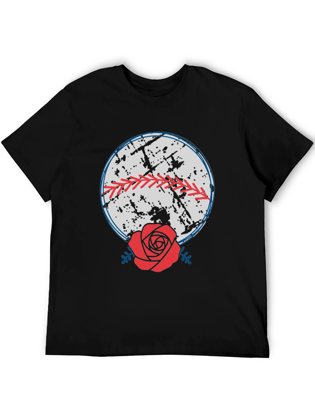 Baseball & Rose Graphic Tee - Stylish Comfort