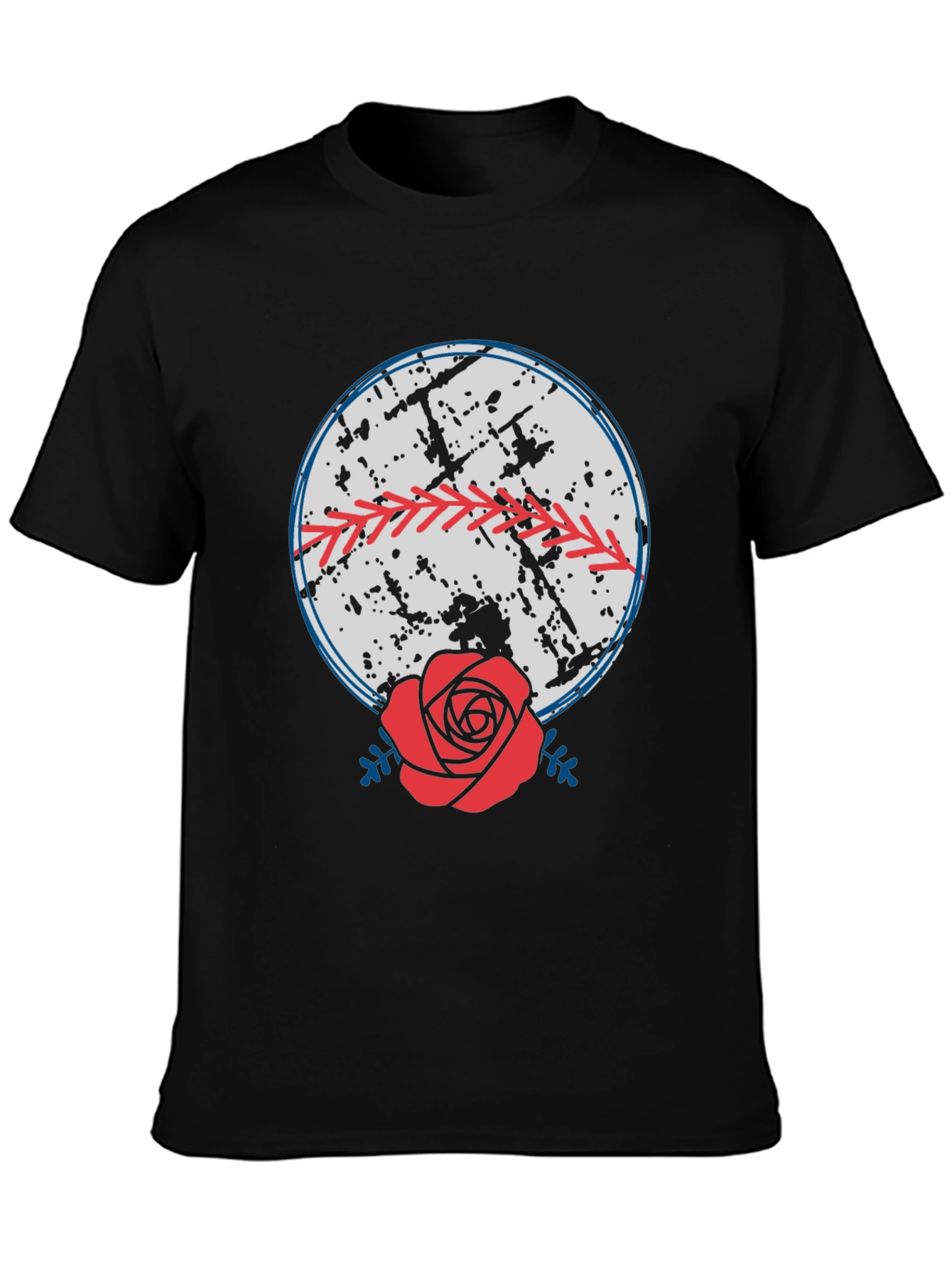Baseball & Rose Graphic Tee - Stylish Comfort