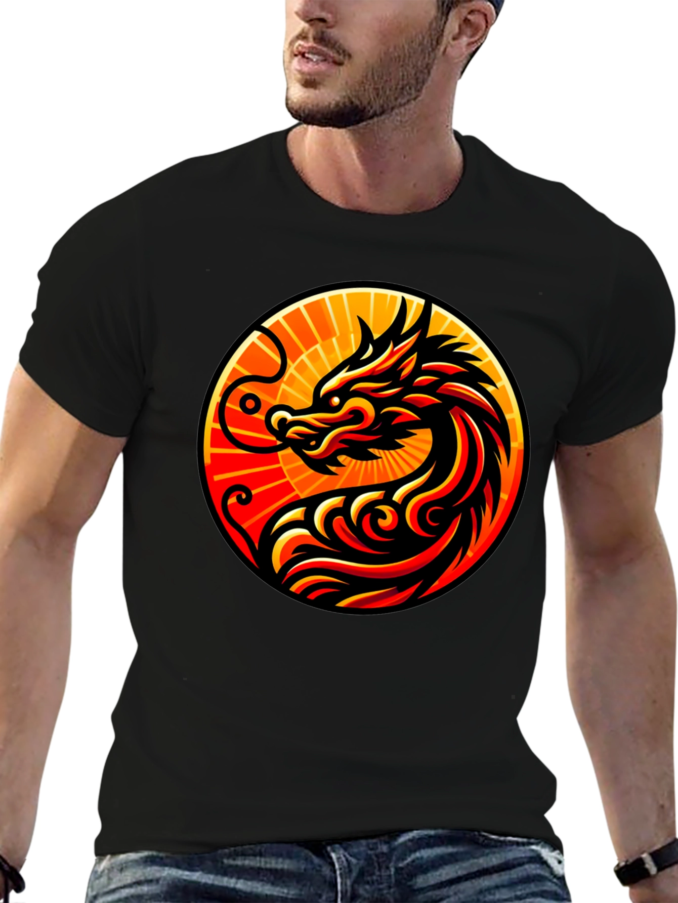 Dragon Circle Graphic Tee - Bold Style