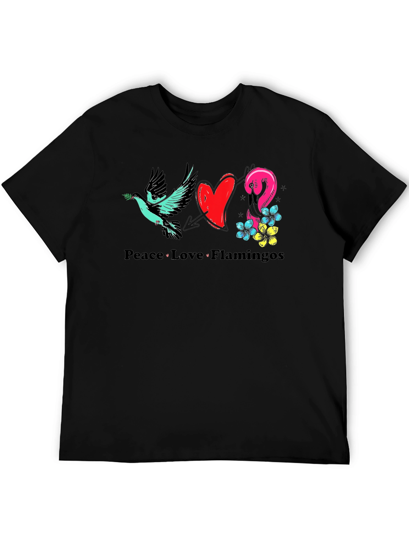 Peace Love Flamingos Graphic T-Shirt