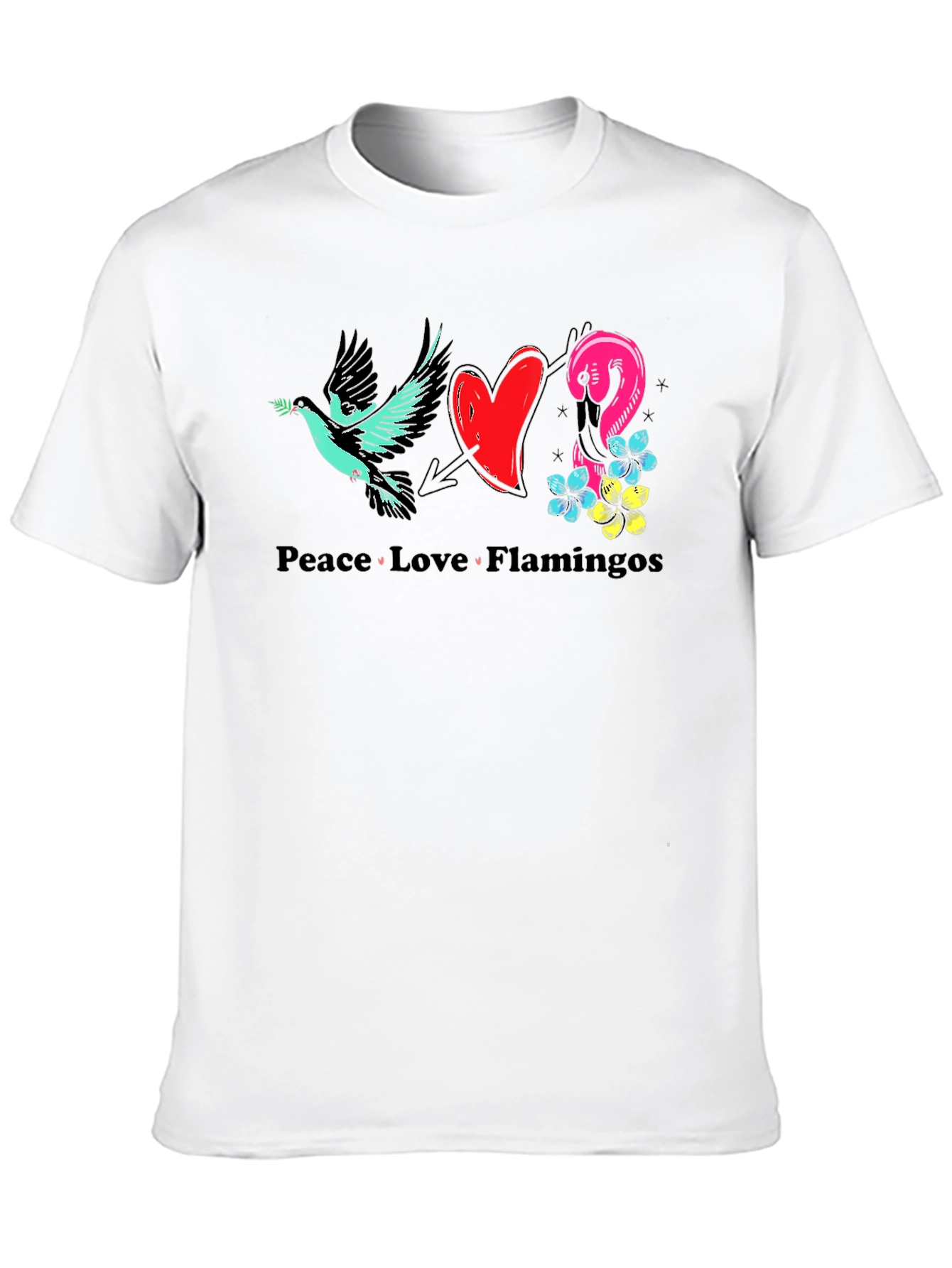 Peace Love Flamingos Graphic T-Shirt