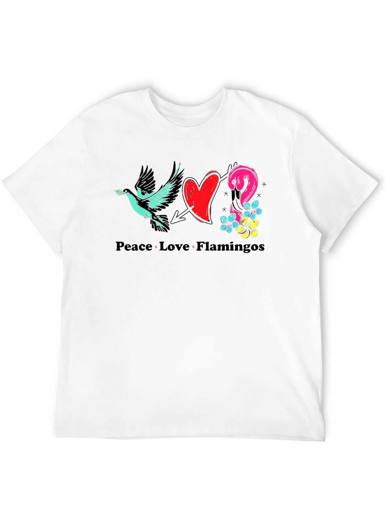 Peace Love Flamingos Graphic T-Shirt