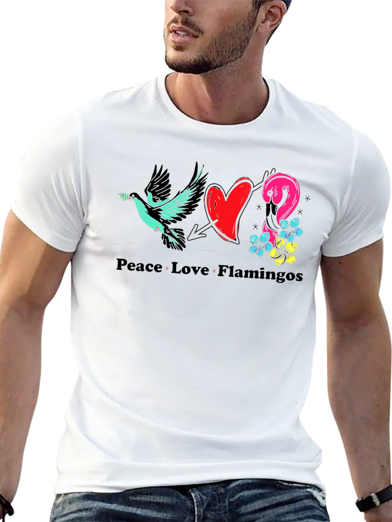 Peace Love Flamingos Graphic T-Shirt