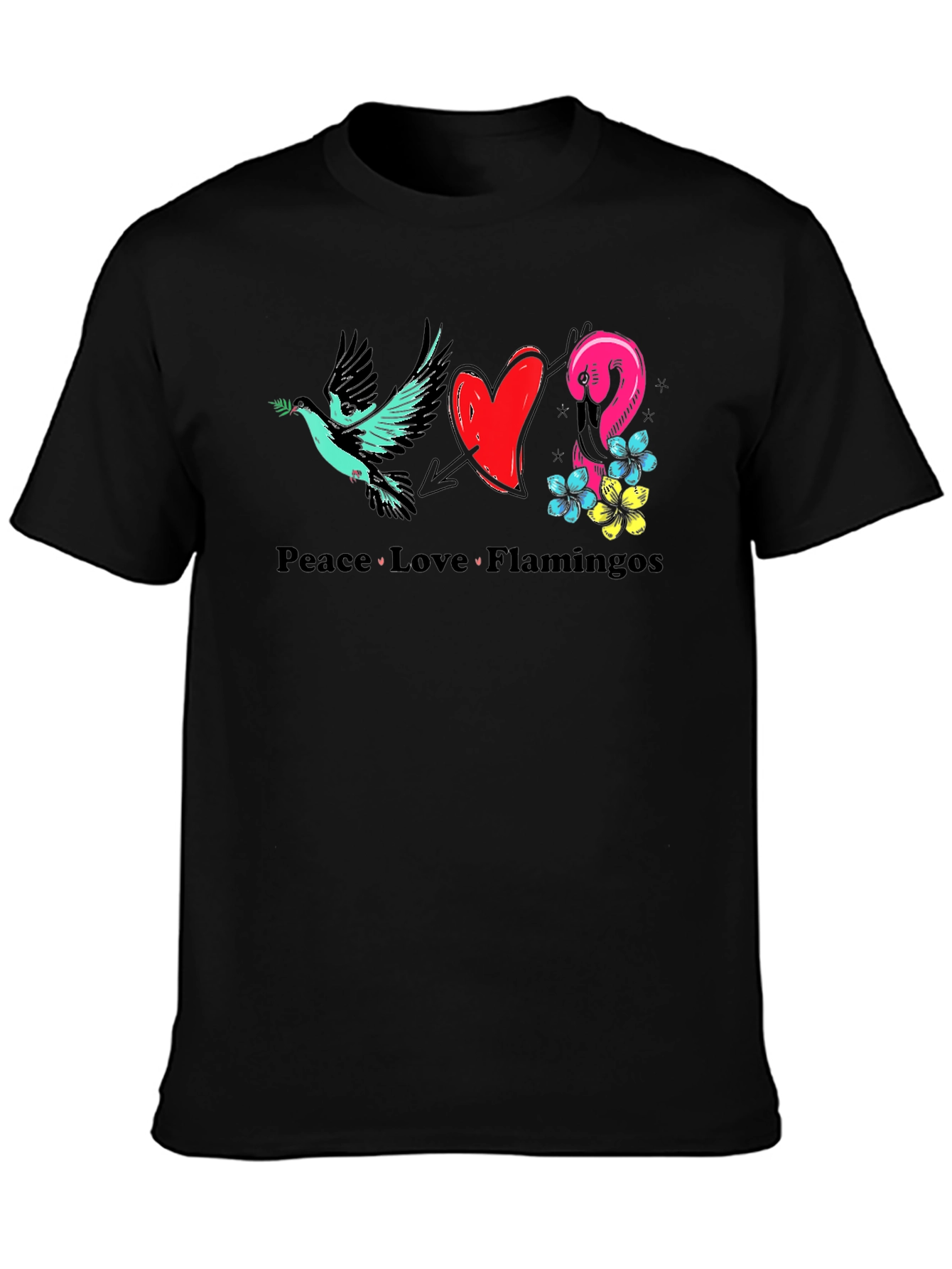 Peace Love Flamingos Graphic T-Shirt