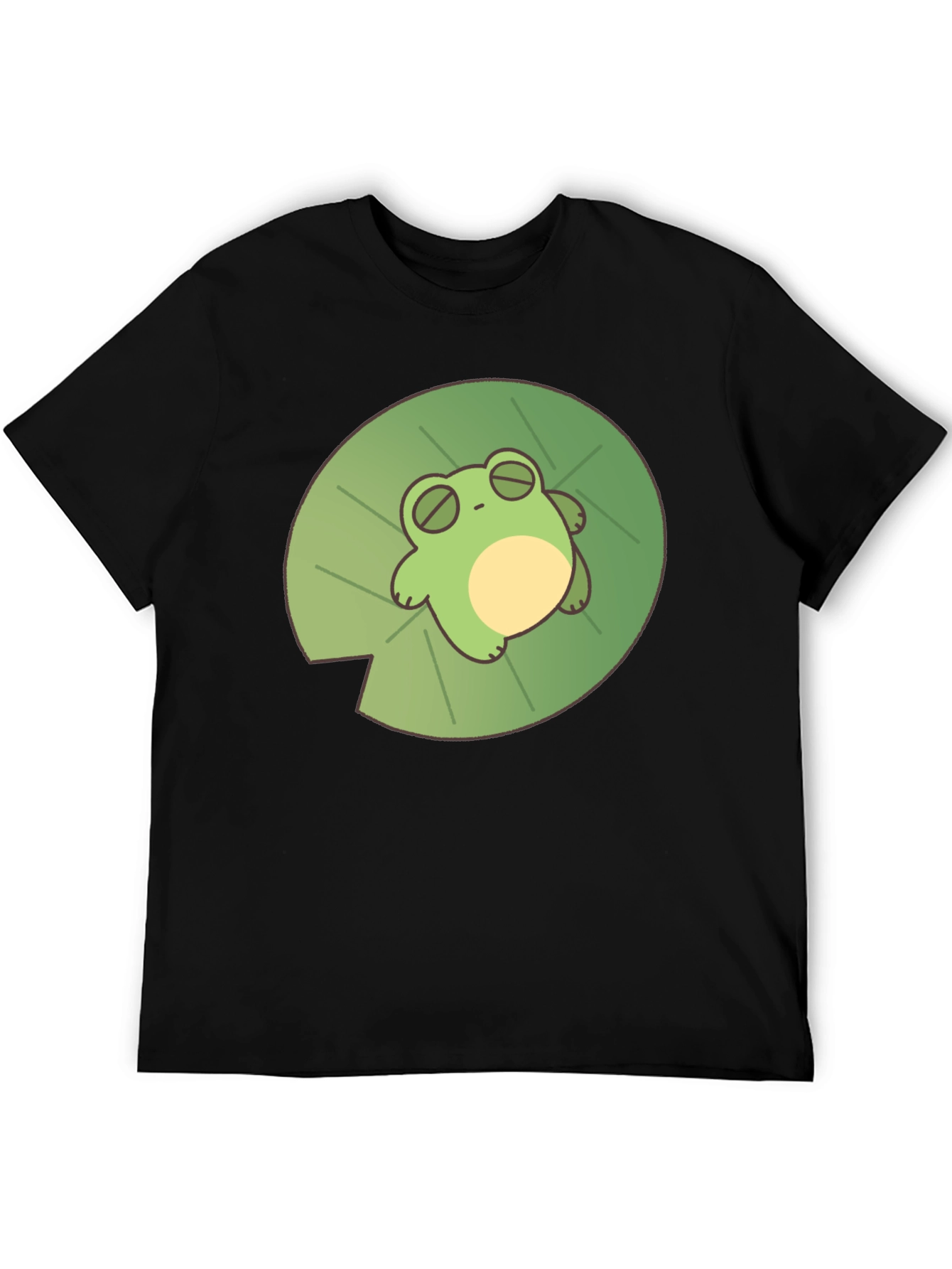 Frog on Lily Pad Black T-Shirt