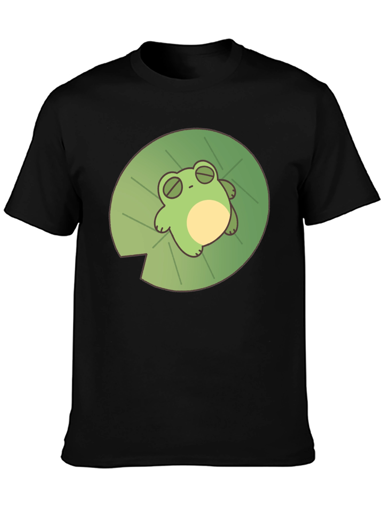Frog on Lily Pad Black T-Shirt