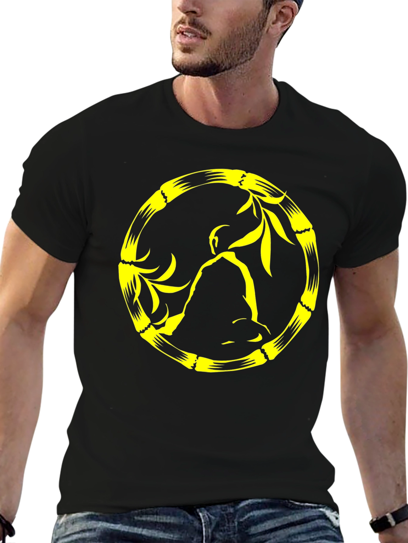 Buddha Bamboo Circle Black Tee