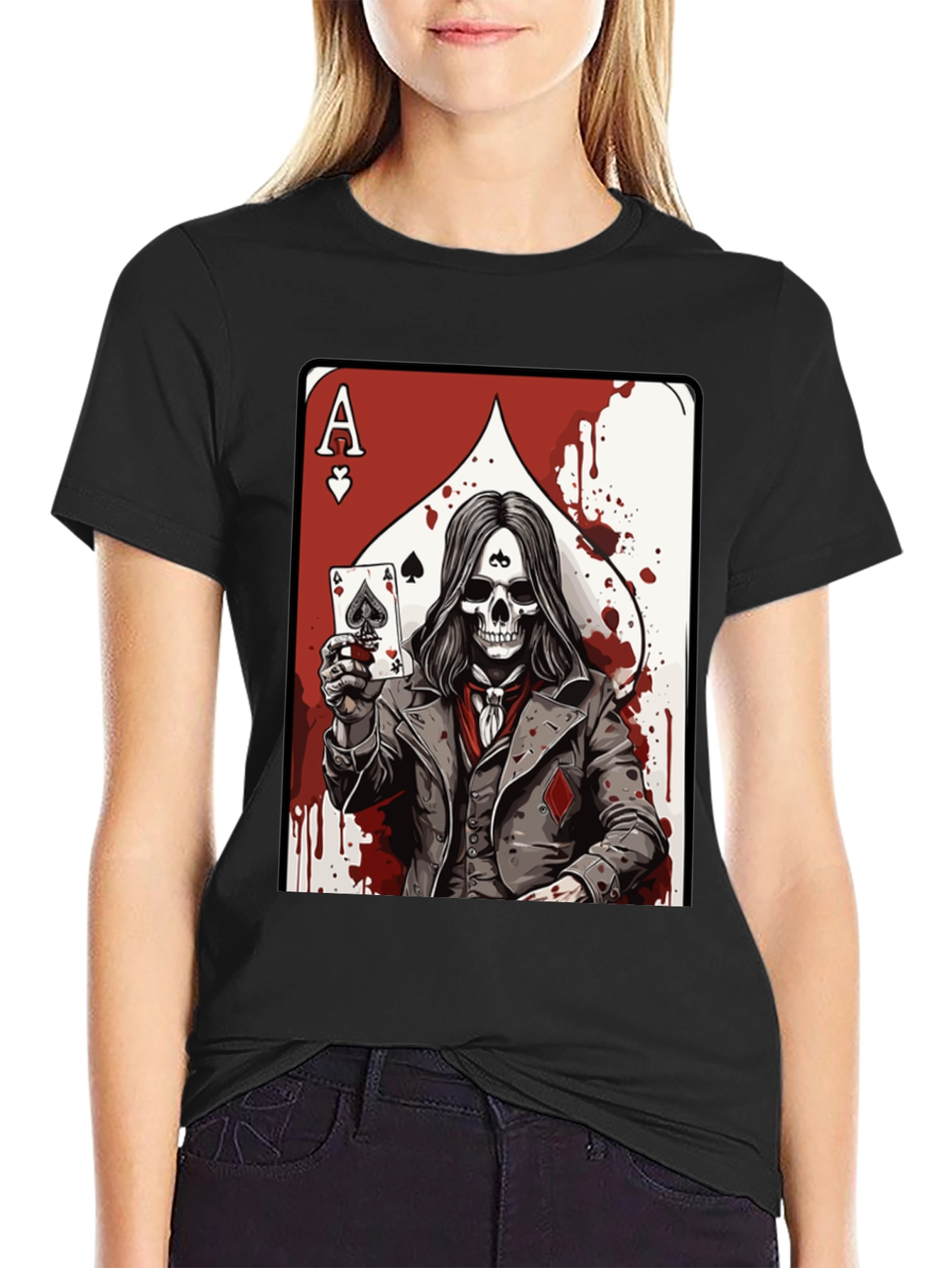Ace of Spades Skeleton Graphic T-Shirt