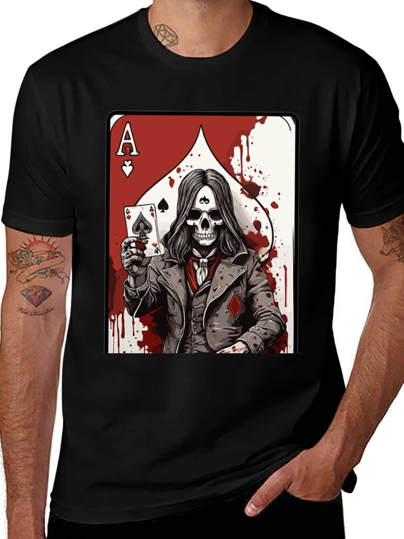 Ace of Spades Skeleton Graphic T-Shirt