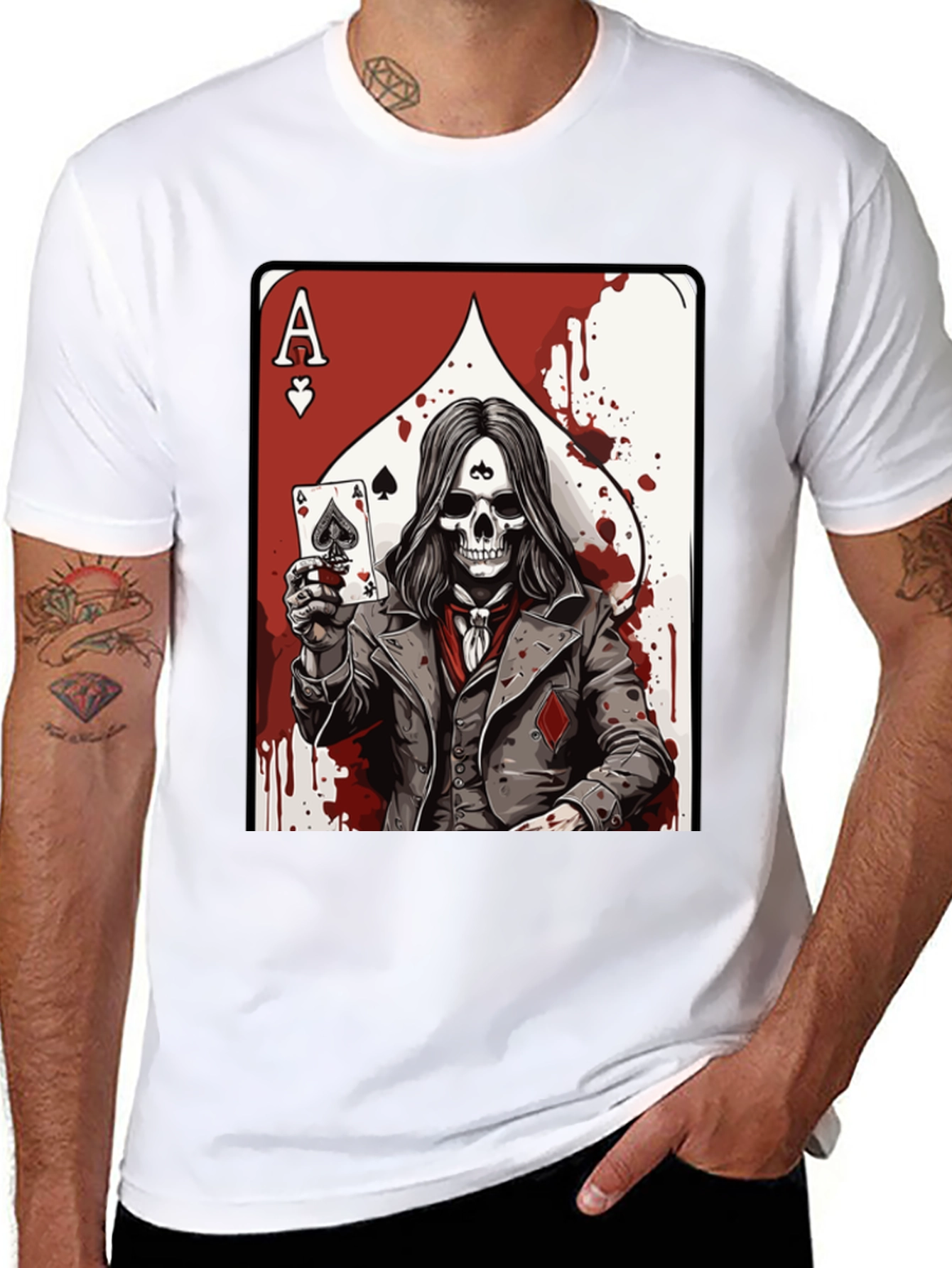 Ace of Spades Skeleton Graphic T-Shirt