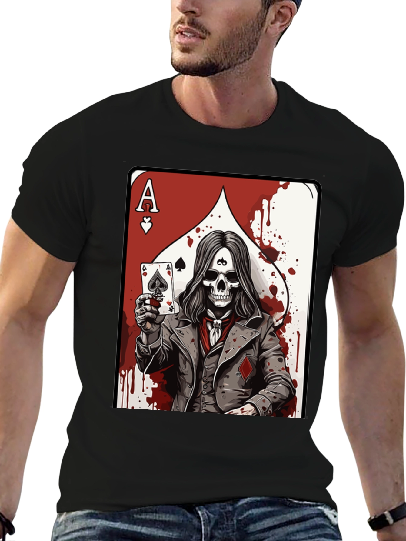 Ace of Spades Skeleton Graphic T-Shirt