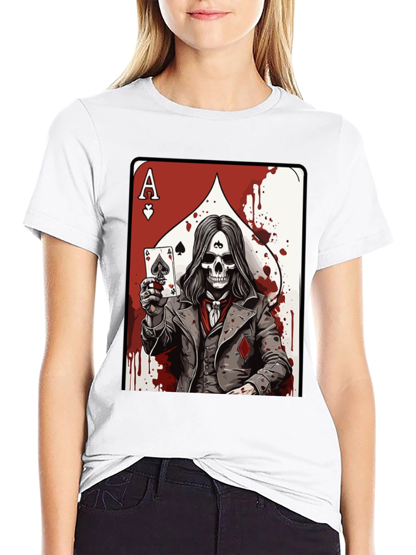 Ace of Spades Skeleton Graphic T-Shirt