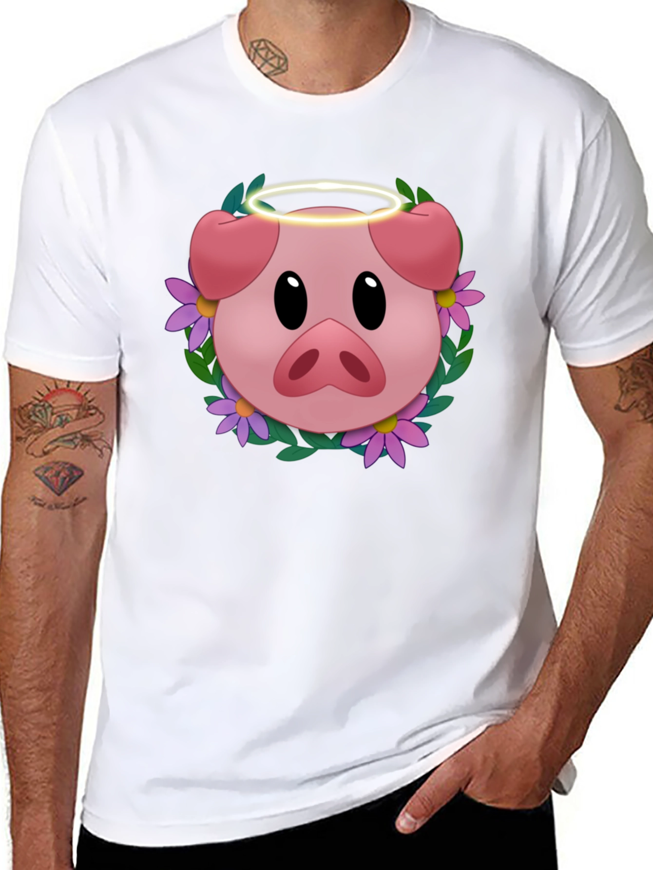 Pig with Halo T-Shirt - Whimsical Graphic Tee