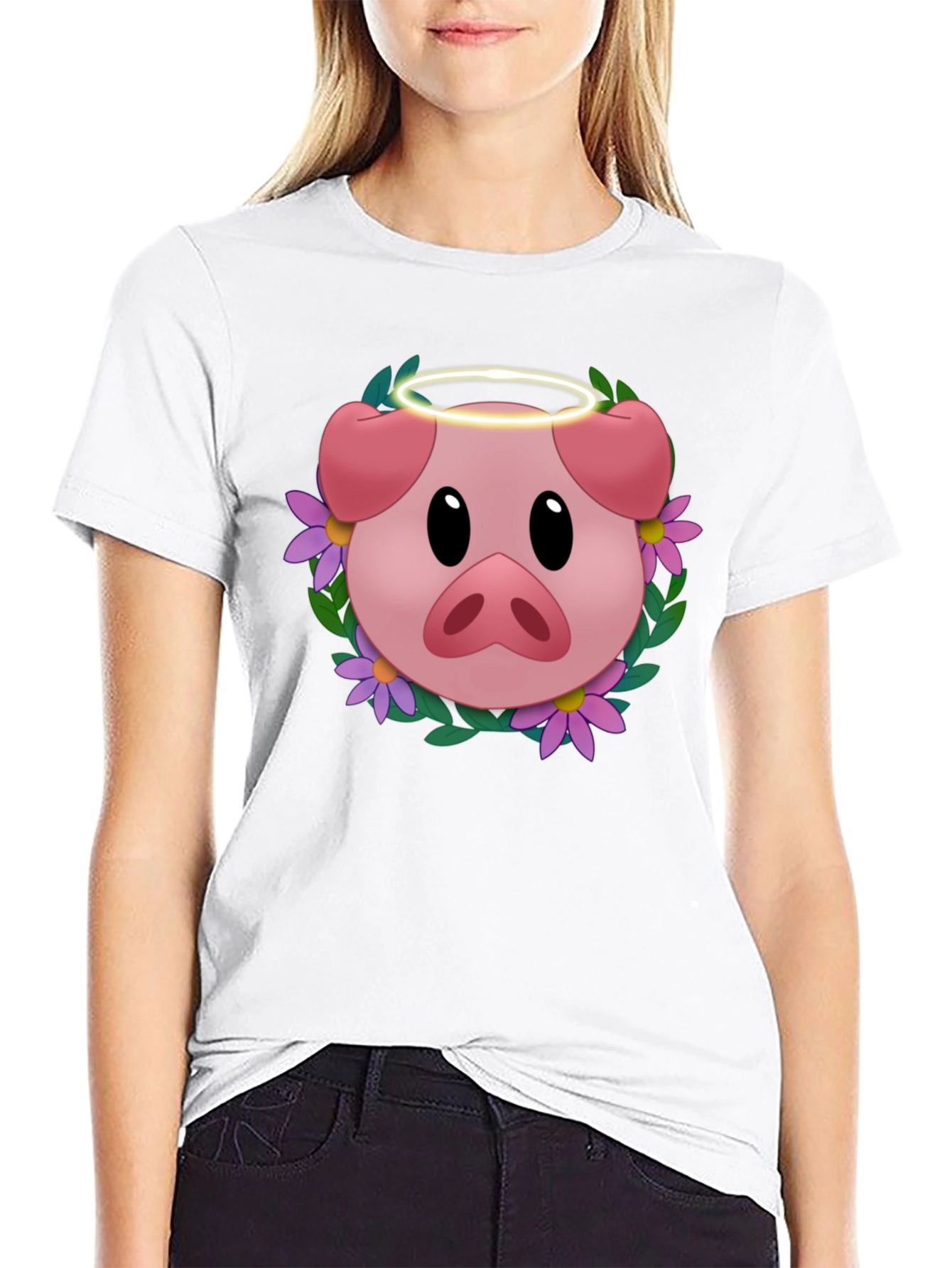 Pig with Halo T-Shirt - Whimsical Graphic Tee