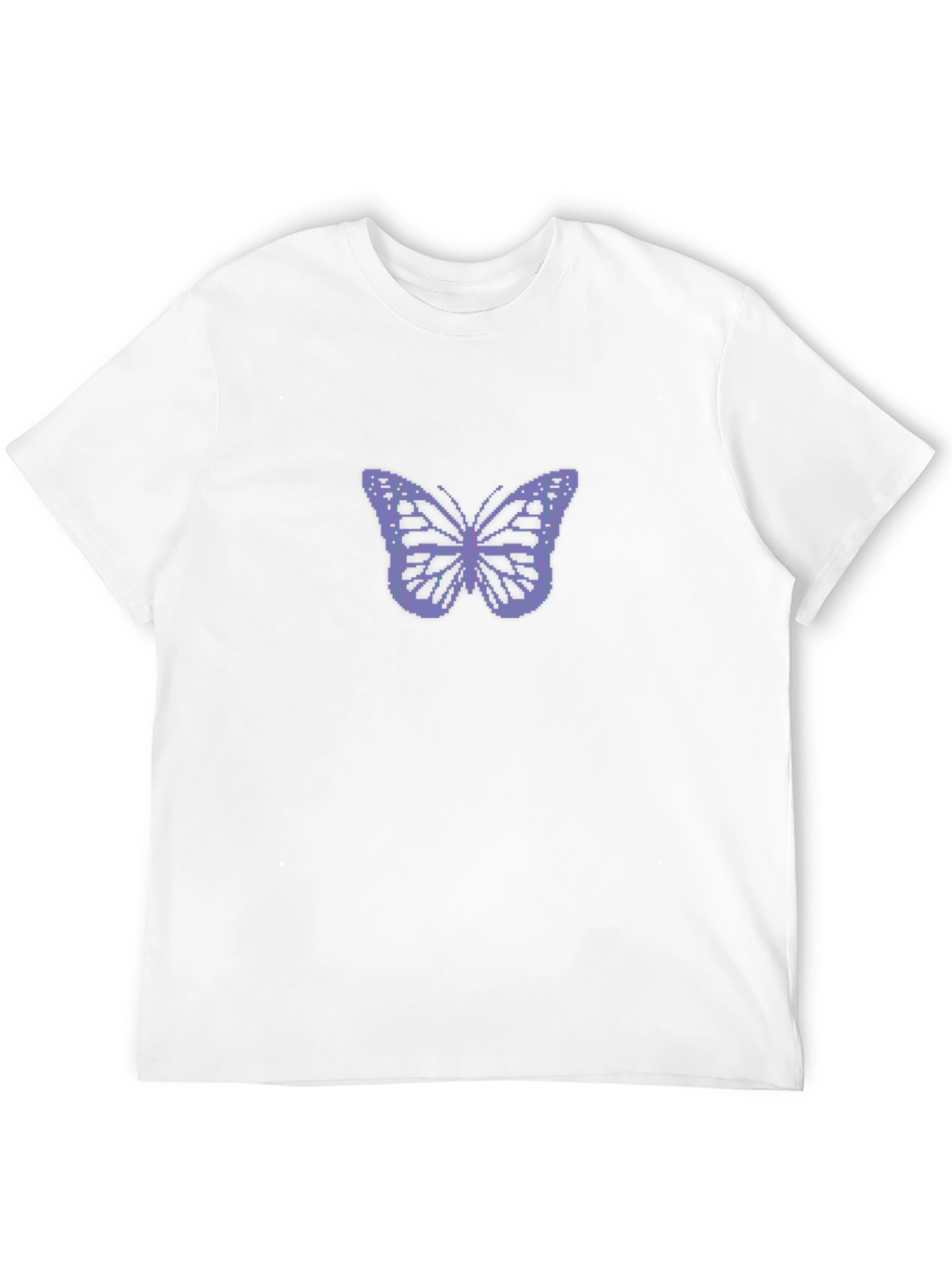 Black T-Shirt with Pixelated Butterfly Design