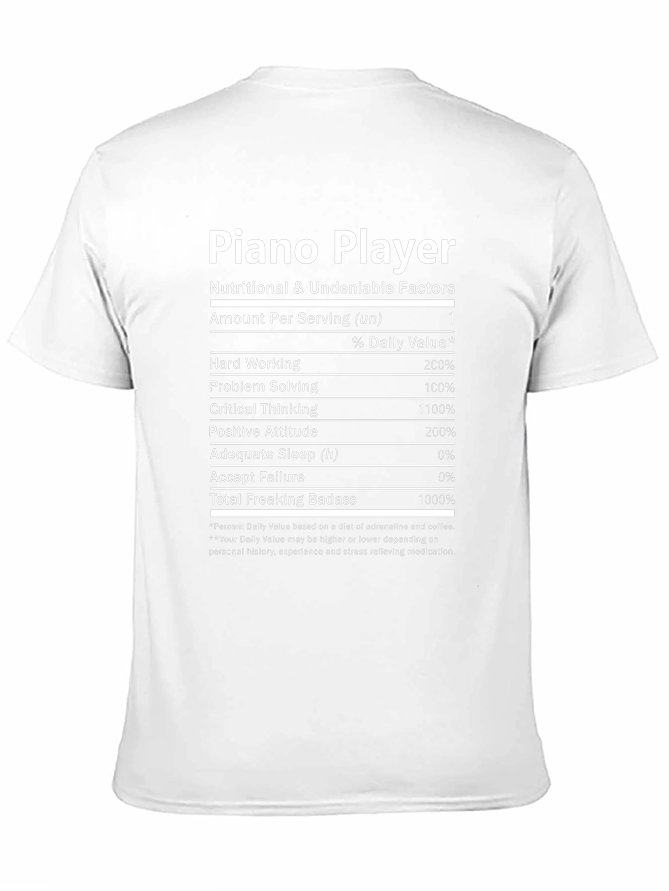 Piano Player Nutritional Facts T-Shirt