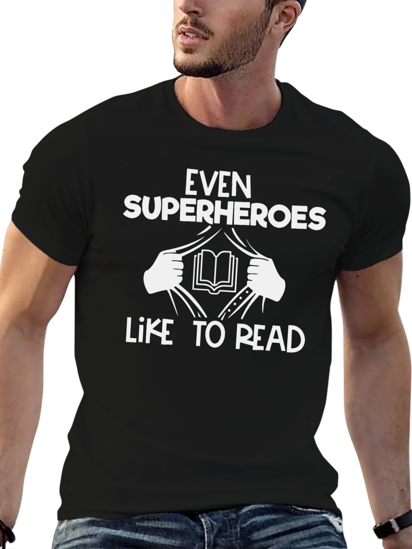 Even Superheroes Like to Read Black T-Shirt