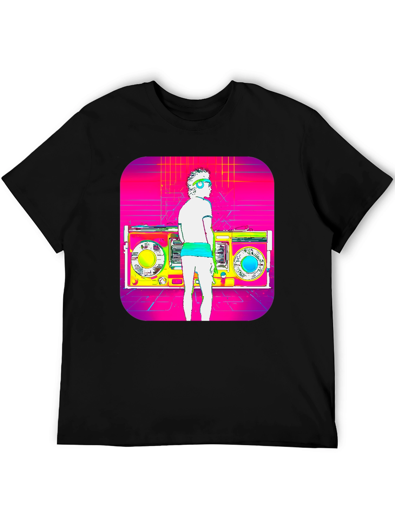Retro Boombox T-Shirt - 80s Music Style