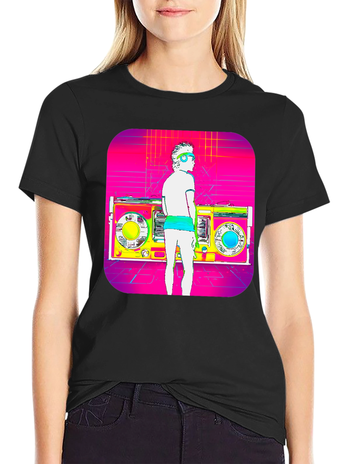 Retro Boombox T-Shirt - 80s Music Style