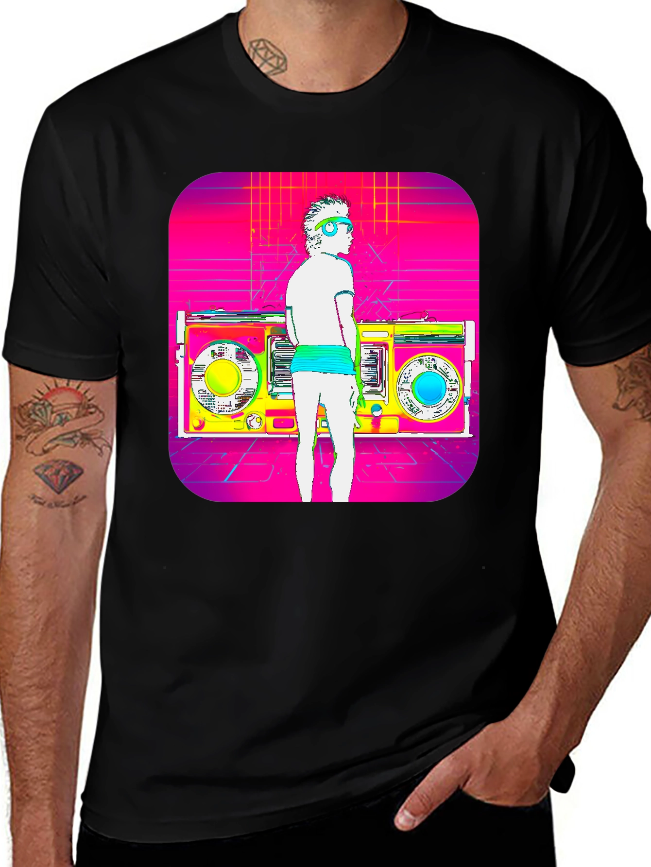 Retro Boombox T-Shirt - 80s Music Style