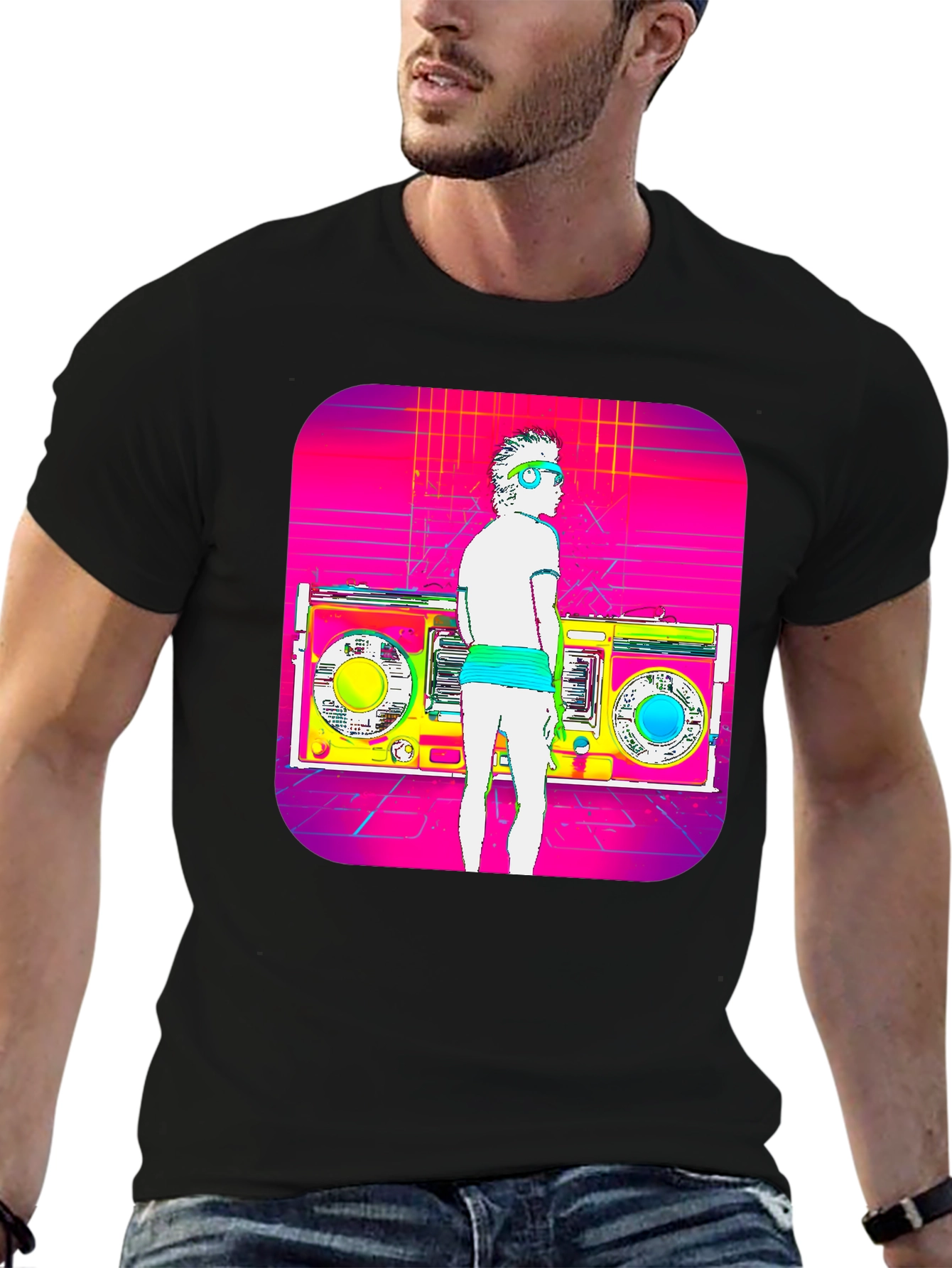 Retro Boombox T-Shirt - 80s Music Style