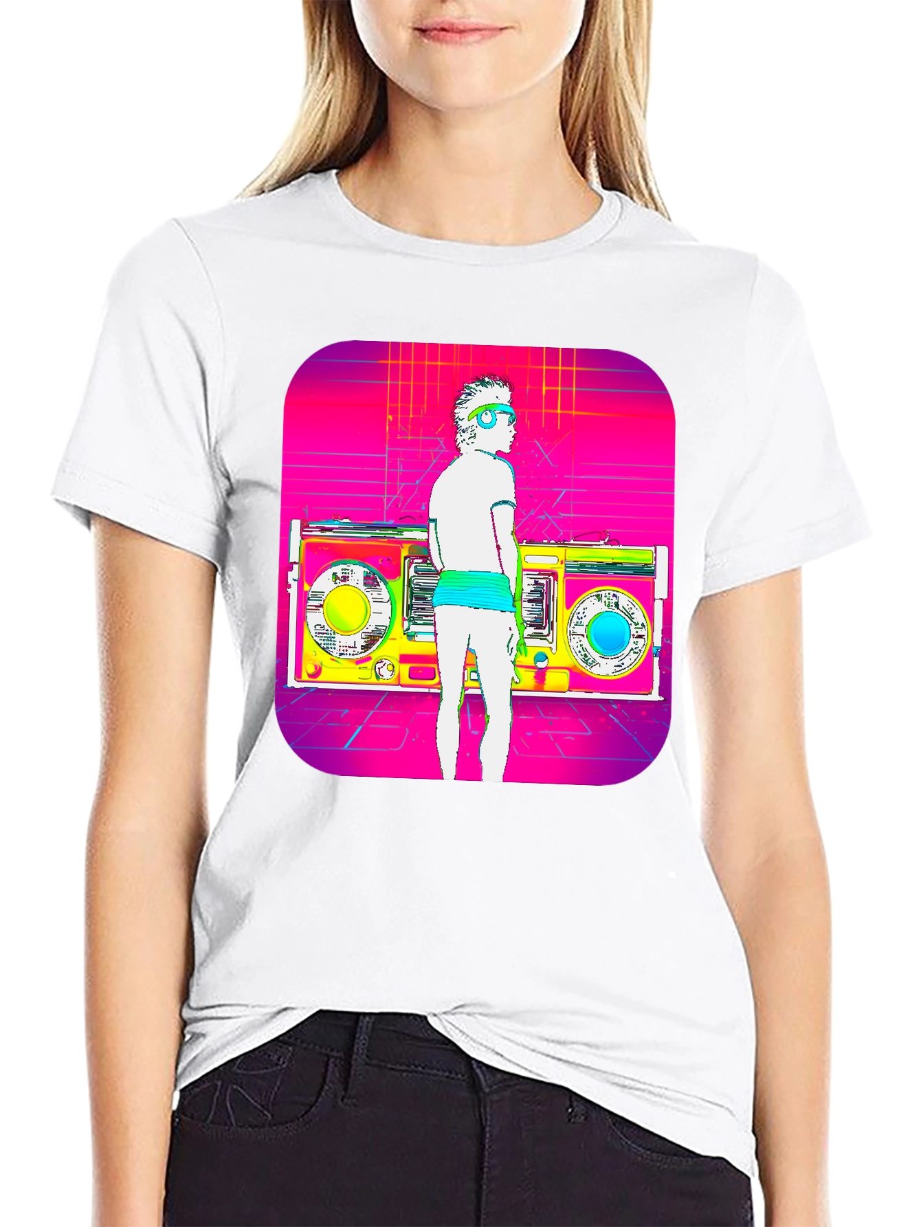 Retro Boombox T-Shirt - 80s Music Style